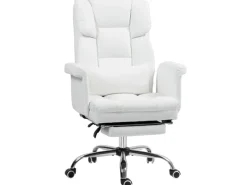 Online HOMCOM Bürostuhl mit Liegefunktion Kunstleder Weiß 69L x 65B x 107-115H cm