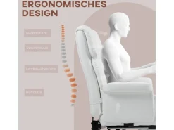 Online HOMCOM Bürostuhl mit Liegefunktion Kunstleder Weiß 69L x 65B x 107-115H cm