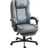 HOMCOM Bürostuhl mit Massagefunktion Mikrofaser-Stoff Schaumstoff 69L x 64B x 112-120H cm Grau