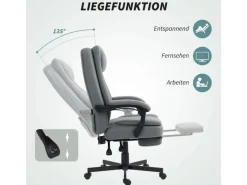 HOMCOM Bürostuhl mit Massagefunktion Mikrofaser-Stoff Schaumstoff 69L x 64B x 112-120H cm Grau