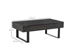 HOMCOM Couchtisch Spanplatte Eisen Dunkelgrau 110B x 60T x 40H cm