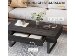 HOMCOM Couchtisch Spanplatte Eisen Dunkelgrau 110B x 60T x 40H cm