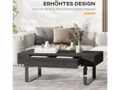 HOMCOM Couchtisch Spanplatte Eisen Dunkelgrau 110B x 60T x 40H cm