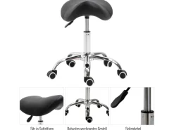 Online HOMCOM Drehstuhl Rollhocker Höhenverstellbar