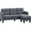 Sale HOMCOM Ecksofa Polyester Schaumstoff 186L x 130B x 84H cm Dunkelgrau