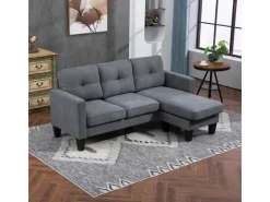 Sale HOMCOM Ecksofa Polyester Schaumstoff 186L x 130B x 84H cm Dunkelgrau
