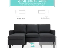 New HOMCOM Ecksofa Stoffsofa L-Form Leinen