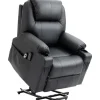 New HOMCOM Elektrischer Aufstehsessel Kunstleder Stahl Schwarz 88L x 99B x 106H cm