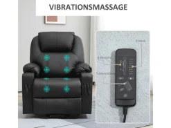 New HOMCOM Elektrischer Aufstehsessel Kunstleder Stahl Schwarz 88L x 99B x 106H cm