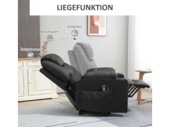 New HOMCOM Elektrischer Aufstehsessel Kunstleder Stahl Schwarz 88L x 99B x 106H cm