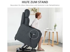 HOMCOM Elektrischer Liftstuhl Polyesterstoff Stahl Grau 71L x 94B x 104H cm