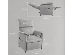 HOMCOM Elektrischer Relaxsessel Polyester Schaumstoff 83L x 80B x 104H cm Grau