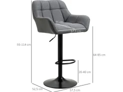 Best HOMCOM 2er-Set Barhocker Barstuhl Grau