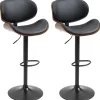 Hot HOMCOM 2er-Set Barhocker Höhenverstellbar mit Fußstützen Schwarz 53 x 52 x 92-112cm