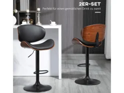 Hot HOMCOM 2er-Set Barhocker Höhenverstellbar mit Fußstützen Schwarz 53 x 52 x 92-112cm