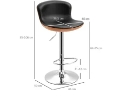 HOMCOM 2er-Set Barhocker mit Rückenlehne Drehbar