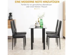 HOMCOM 4er-Set Küchenstuhl mit Stahlbeine