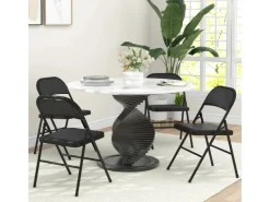 Hot HOMCOM 4er-Set Klappstühle Tragbar mit Kissen Stahlbeine Kunstleder