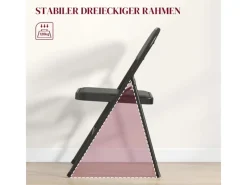 Hot HOMCOM 4er-Set Klappstühle Tragbar mit Kissen Stahlbeine Kunstleder