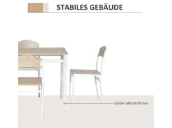 HOMCOM Essgruppe mit 4 Stühlen MDF Metall Hellgrau L100 x B63 x H76,5 cm