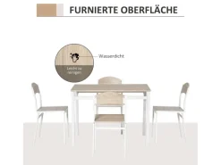 HOMCOM Essgruppe mit 4 Stühlen MDF Metall Hellgrau L100 x B63 x H76,5 cm
