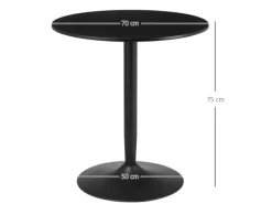 HOMCOM Esstisch für 2 Personen mit Stahlbeinen Rutschfest Ø70 x 75 cm Schwarz