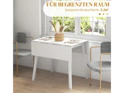 HOMCOM Esstisch für 2-4 Personen Kiefernholz Weiß 110L x 86B x 75H cm