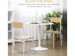 HOMCOM Esstisch MDF Stahl 80L x 80B x 75H cm Weiß