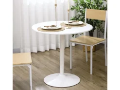 HOMCOM Esstisch MDF Stahl 80L x 80B x 75H cm Weiß