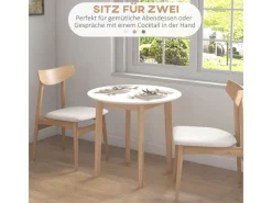 HOMCOM Esstisch Rund für 2 Personen mit Landhaus-Stil Ø75 x 76 cm Weiß