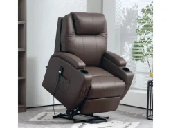 Online HOMCOM Fernsehsessel mit Aufstehhilfe Kunstleder Schaumstoff Kaffee-Braun
