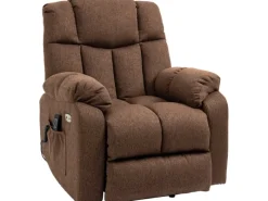 HOMCOM Fernsehsessel mit Aufstehhilfe Polyester Stahl Braun 92L x 95B x 107H cm