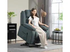 Hot HOMCOM Fernsehsessel mit Aufstehhilfe Polyester Stahl Grau 92B x 94T x 105H cm