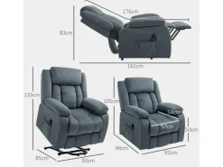 Hot HOMCOM Fernsehsessel mit Aufstehhilfe Polyester Stahl Grau 92B x 94T x 105H cm