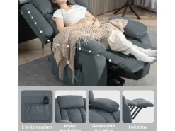 Hot HOMCOM Fernsehsessel mit Aufstehhilfe Polyester Stahl Grau 92B x 94T x 105H cm