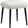 Online HOMCOM Fußhocker mit Kaschmir-Optik Stahlbeine Cremeweiß 42 x 42 x 47 cm