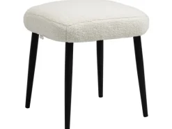 Online HOMCOM Fußhocker mit Kaschmir-Optik Stahlbeine Cremeweiß 42 x 42 x 47 cm