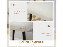 Online HOMCOM Fußhocker mit Kaschmir-Optik Stahlbeine Cremeweiß 42 x 42 x 47 cm