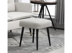 HOMCOM Fußhocker mit Kaschmir-Optik Stahlbeine Hellgrau 42 x 42 x 47 cm