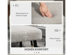 HOMCOM Fußhocker mit Kaschmir-Optik Stahlbeine Hellgrau 42 x 42 x 47 cm