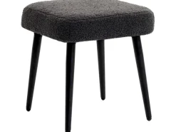 HOMCOM Fußhocker mit Kaschmir-Optik Stahlbeine Dunkelgrau 42 x 42 x 47 cm
