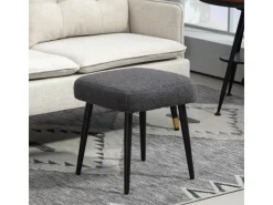 HOMCOM Fußhocker mit Kaschmir-Optik Stahlbeine Dunkelgrau 42 x 42 x 47 cm