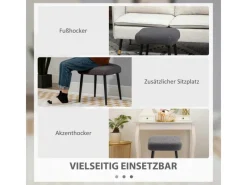 HOMCOM Fußhocker mit Kaschmir-Optik Stahlbeine Dunkelgrau 42 x 42 x 47 cm