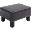 Clearance HOMCOM Fußhocker Rückenfreier Chesterfield aus Kunstleder Braun 40 x 30 x 24 cm