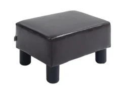 Clearance HOMCOM Fußhocker Rückenfreier Chesterfield aus Kunstleder Braun 40 x 30 x 24 cm