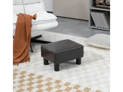 Clearance HOMCOM Fußhocker Rückenfreier Chesterfield aus Kunstleder Braun 40 x 30 x 24 cm