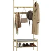 Outlet HOMCOM Garderobe mit Schuhbank Bambus Naturholz 73,5L x 34B x 171H cm