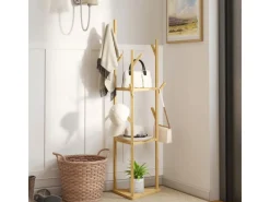 HOMCOM Garderobenständer Bambus 45L x 45B x 170H cm Naturholz