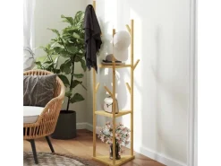 HOMCOM Garderobenständer Bambus 45L x 45B x 170H cm Naturholz