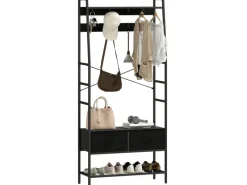 HOMCOM Garderobenständer Spanplatte Stahl 80L x 30B x 180,5H cm Schwarz